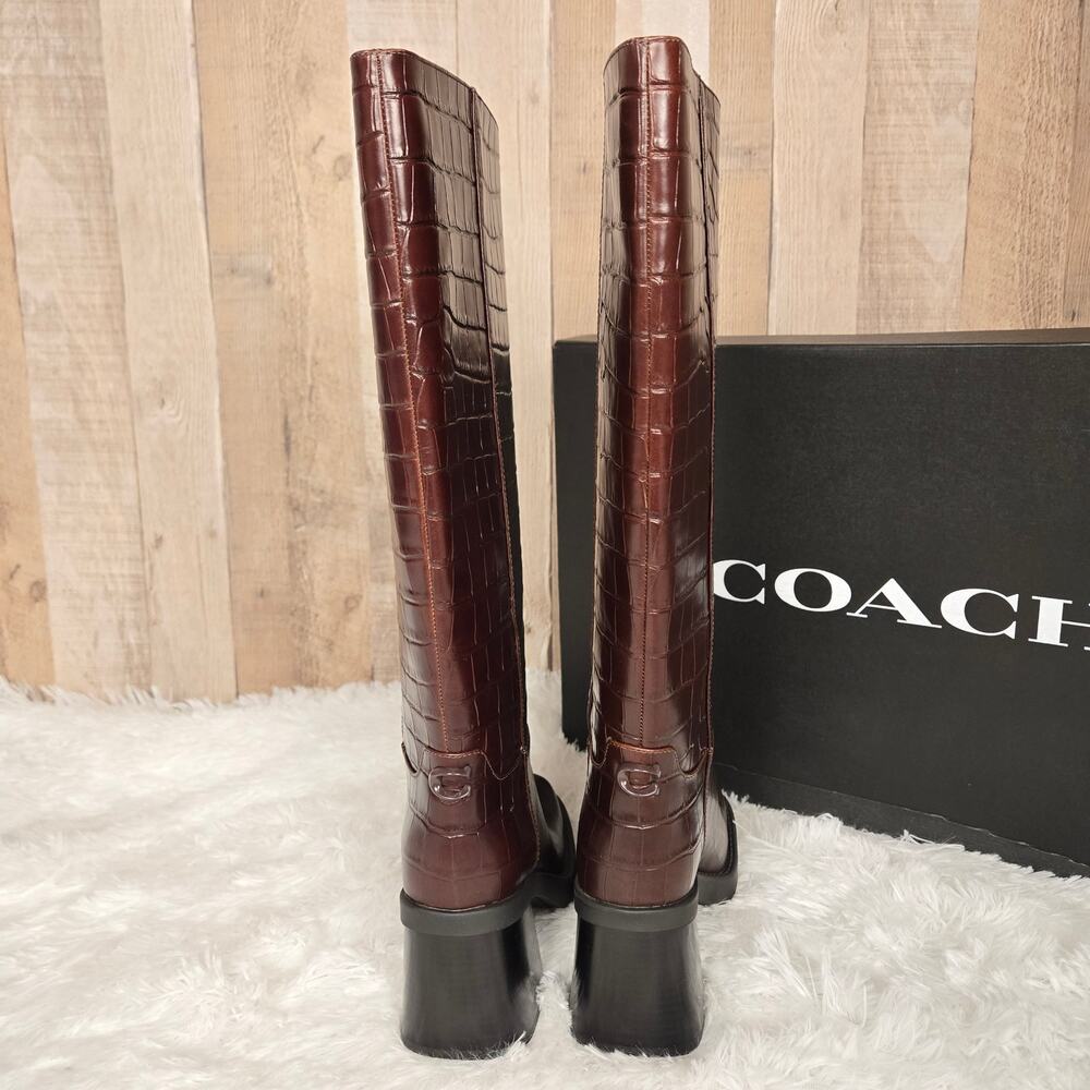 New Coach women's Boot Classic Sculpted C Tall Maple NWT 6 - Picture 6 of 15